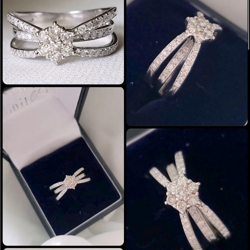 18K White Gold Diamond Bow Ribbon Ring Cuff - Openwork Ribbons - Size 7.25 - Picture 15 of 15